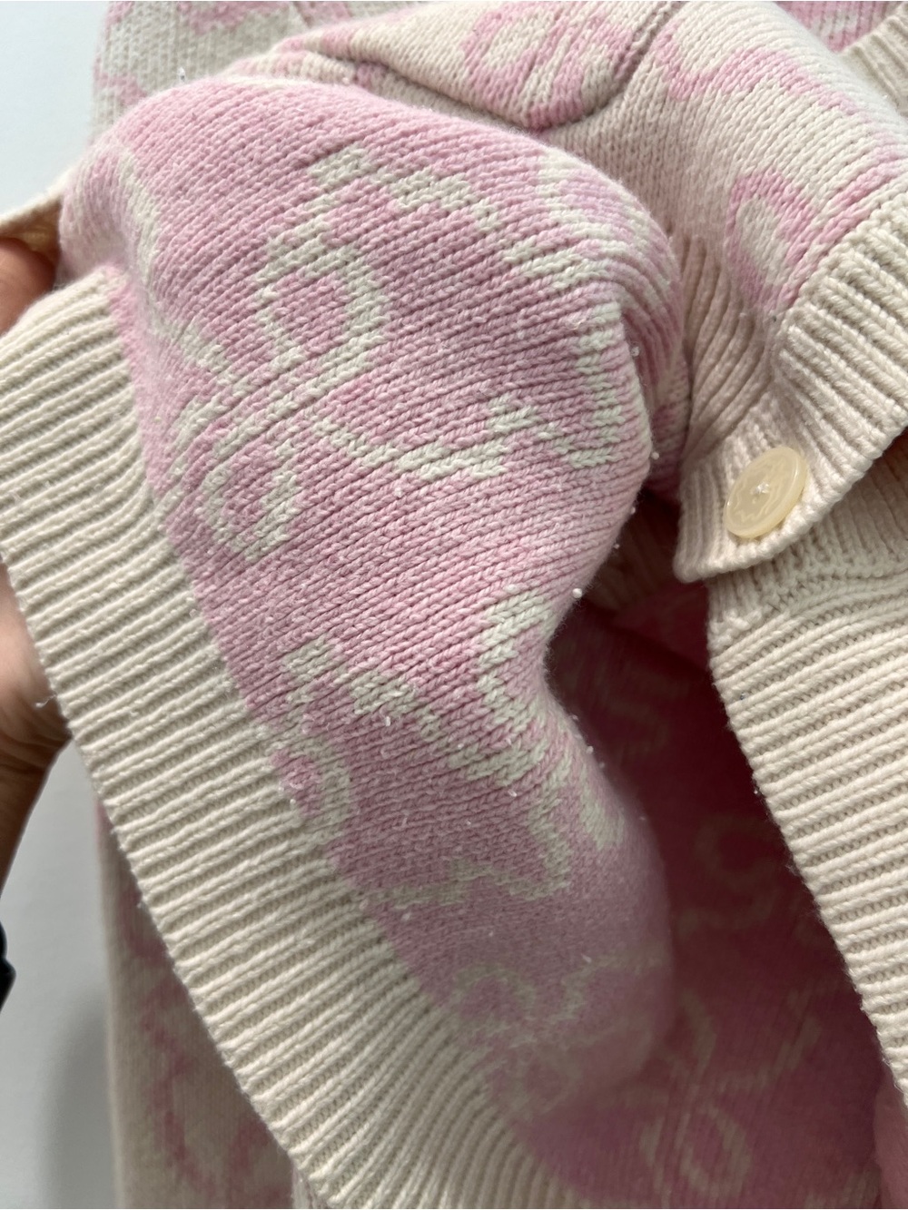 LoveShackFancy Large Veronica cardigan Cream & Pink Patterned Button Cardigan - Picture 10 of 13